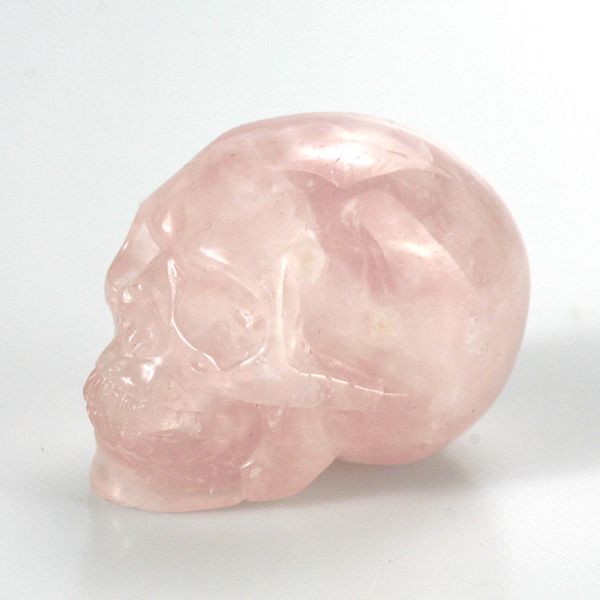 Figura decorativa de Reiki curativa, espécimen de calavera de cristal de cuarzo rosa Natural