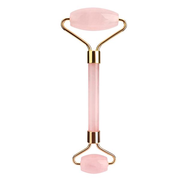 Herramienta de belleza natural de cuarzo rosa masaje facial Cristal Piedra Jade cuerpo masajeador Derma Roller cuidado de la piel