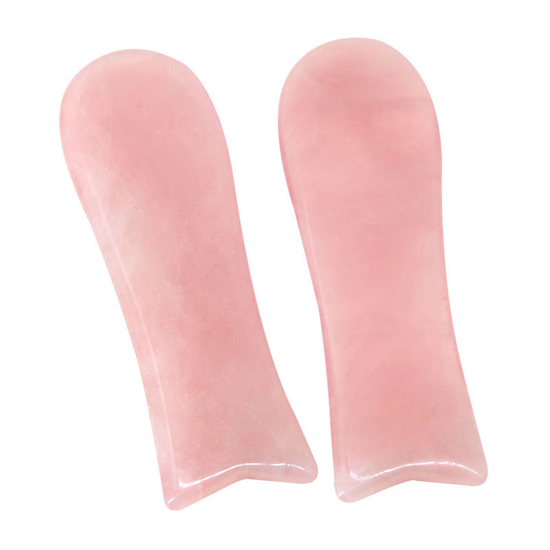 pietra di quarzo rosa naturale bordo di giada gusha strumento di massaggio viso anti invecchiamento bordo di guasha tipo coda di pesce
