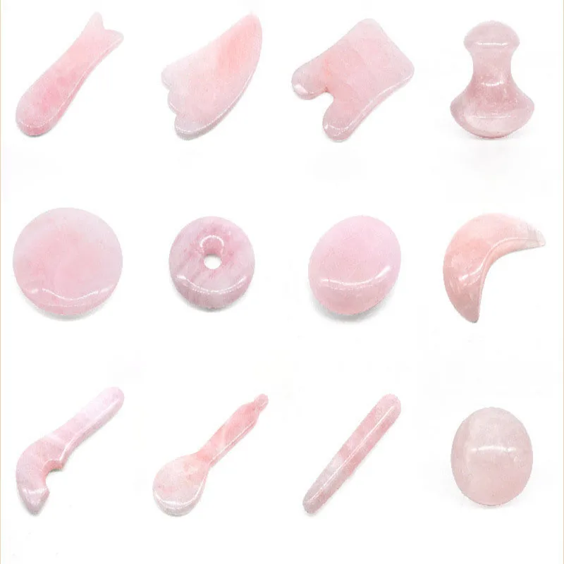 Натуральный розовый кварц не Джейд Гуа Ша Каменная доска массаж Гуа Ша скребки пластина тарелка нефритовое массаж для лица