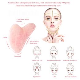 Rode de cuarzo de rosa natural Juego de rodillo de jade real Jade Scraper Jade Massager Gua Sha Board Facial Massager Massage Massaje Roller