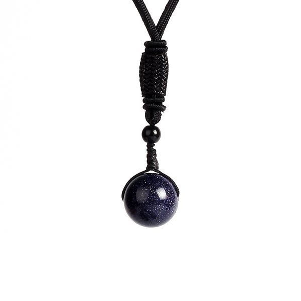 Colliers avec pendentif en perles de sable bleu Royal naturel pour femme, amulette porte-bonheur, chaîne en corde, bijoux faits à la main, cadeau