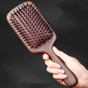 Natuurlijke sandelhout luchtkussen massagekam antistatische hoofdhuid schrapen glad haarborstel geschikt voor alle haarstylinggereedschap 240428