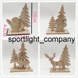 Natural Santa Wood Christmas Decorations bricol