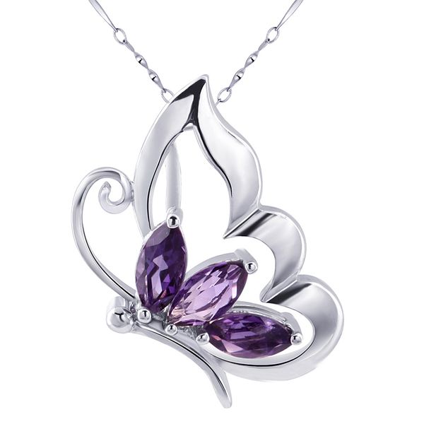 Saphir naturel améthyste pendentif 925 collier en argent Sterling femme mode Fine papillon bijou violet cristal pierre de naissance cadeau