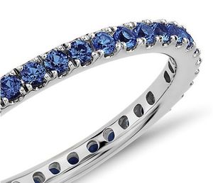 Natuurlijke Sapphire Eternity Ring 14 K Wit Gouden Bruiloft Setting Engagement Vrouwen Gemstone Ring Certificaat Sieraden Fabriek Direct XBLR0058