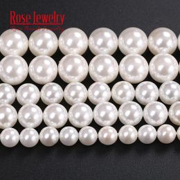 Natuurlijke Shell Parel Ronde Losse Kralen 2 3 4 5 6 8 10 12 14 16 MM Maat voor Sieraden maken DIY Armband Necklace285u