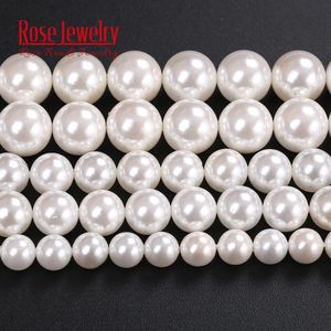 Cuentas sueltas redondas de perlas de concha Natural 2 3 4 5 6 8 10 12 14 16 MM tamaño para fabricación de joyería DIY pulsera collar 285u