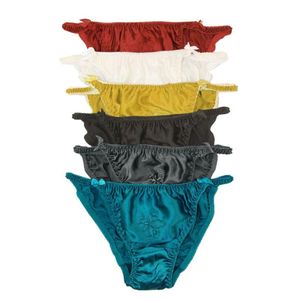 Tanga de seda natural para mujer, bragas de bikini con entrepierna de algodón, paquete económico de 6, EE. UU. S M L XL XXL270x