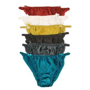 Bragas de bikini de hilo de seda natural para mujer con entrepierna de algodón Paquete económico de 6 US S M L XL XXL292B