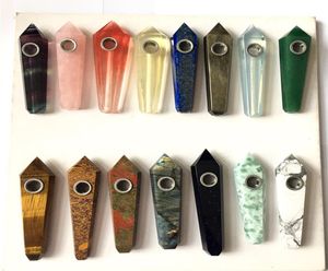 Natuurlijke pijp Crystal Stone pijpen Voor Tabak healing Hand Carb Gat GemstoneTower Quartz Point4770401