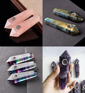 Natuurlijke pijp Healing Crystal Tabakspijpen Energiesteen Edelsteen Toren Quartz Punt met witte geschenkdoos5830763