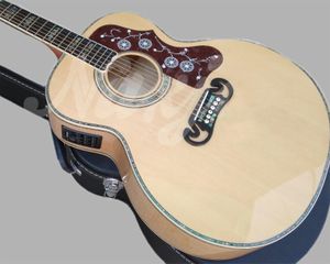 Solid Spruce Top J200 Acoustic Guitar, 43 Inches, Real Abalone Burst, Flame Maple Back and Sides, Jumbo Body Guitarra