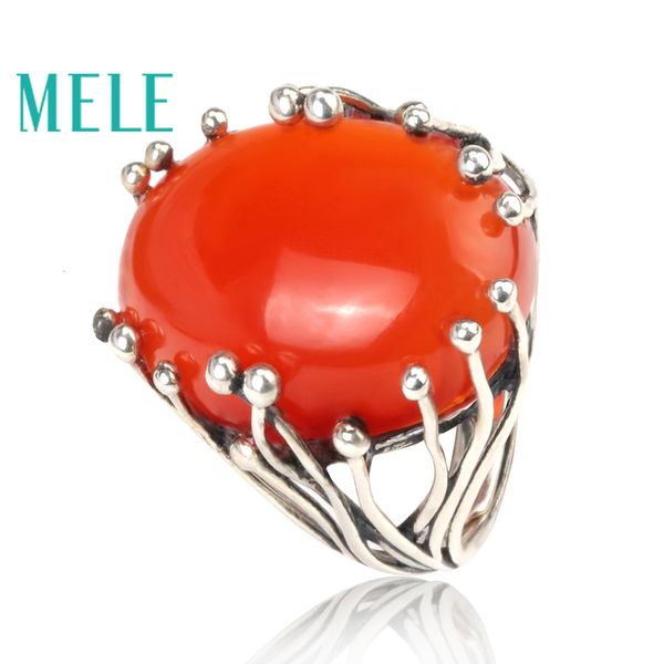 Bagues en agate rouge du sud naturel pour femme et homme, grande coupe ovale 15X20mm, bijoux fins en argent sterling 925, cadeaux du festival CJ191210