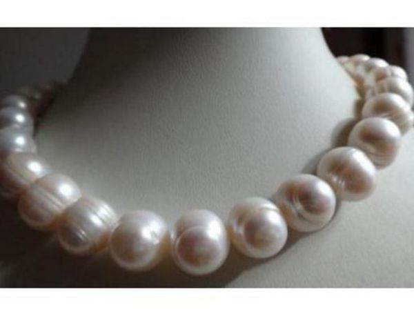 Collier de perles baroques blanches de la mer du Sud naturelle 11-13 mm fermoir 14 carats 18 pouces