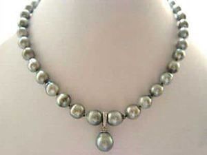 collier de perles grises argentées des mers du sud naturelles 17,5 pouces