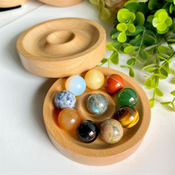 Sphère naturelle quatre boule de cristal de petite taille pierre de guérison + piédestal cadeau Placement à la maison