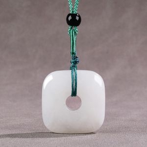 Collier de pierres précieuses de jade blanc carré naturel pendentif en jade colliers de meilleur ami en or pendentifs pour hommes fournitures de bijoux personnalisées bons bijoux bijoux et pierres précieuses