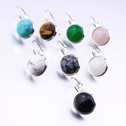 Natuursteen 10mm 12mm wit groen turquoise opaal roze kristal steen Druzy oorbellen sieraden voor vrouwen