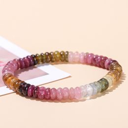 Natuursteen 5-7mm kleurrijke toermalijn armbanden edelsteen Abacus kralenarmband vriendschapsarmbanden voor dames