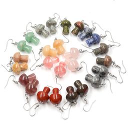 Boucles d'oreilles en pierre naturelle, améthyste, Aventurine, Quartz Rose, cristal, Agates, 2cm, artisanat champignon, pendantes en acier inoxydable