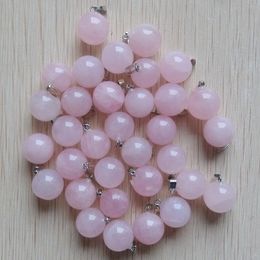natuursteen bal waterdrop vorm charmes roze rozenkwarts hangers voor sieraden maken DIY ketting oorbellen