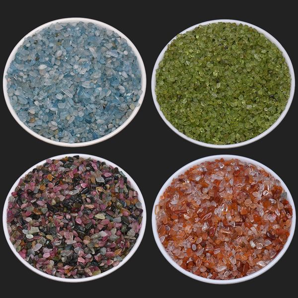 Perge de pierre naturelle puce de cristal 3-5 mm 20 50 80g Quarts de rose Gravel Énergie irrégulière pierre de gemme pour poisson à poisson décoration de bonsaï