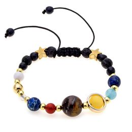 Bracelet en perles de pierre naturelle Bracelet en cristal Chakrastone huit planètes Accessoires de mode