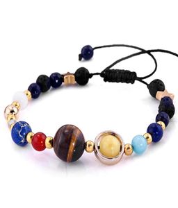 Bracelet d'univers des brins de pierre naturelle Galaxie Les huit planètes du système solaire étoiles Bracelets bracelets pour femmes 5944012