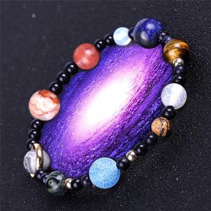 Sols perles en pierre naturelle Galaxy Solar System Bracelet Universe Nine Planètes Stars Earth Stars Bracelets pour Femmes Mens Perles de mode Bangliers Bijoux Cadeaux
