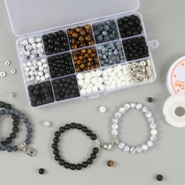 Natuursteen kralen kit voor doe-het-zelf koppels afstand armband elastisch koord magneet sluitingen sieraden accessoires doos voor minnaar vrienden 240220