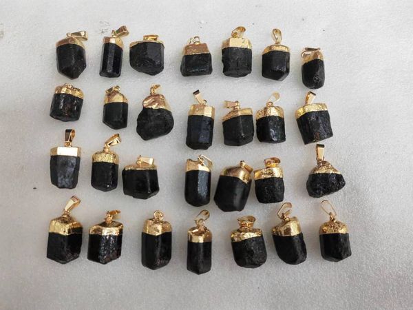 Pierre naturelle Tourmaline noire Pendentifs irréguliers Cristal de guérison brut Breloques de minerai brut Collier à faire soi-même