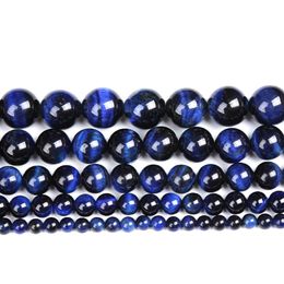 Livraison gratuite pierre naturelle bleu Lapis Lazuli oeil de tigre Agat perles rondes en vrac 8 10 12 MM taille au choix 16 "brin