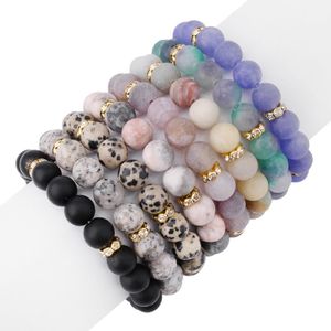 Pulsera de piedra natural para hombres y mujeres, brazaletes de cuentas redondas de 8mm, ágatas, chakras, pulseras de Yoga, regalos de joyería hechos a mano