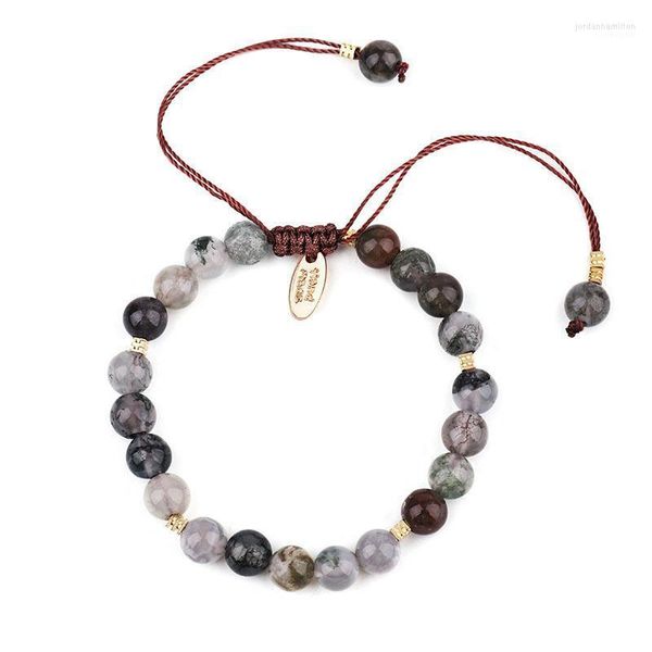 Pulsera de piedra natural Tejida a mano Ojo de tigre Arenisca azul Pulseras unisex Bracele1