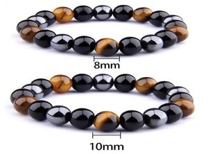 Bracelet en pierre naturel Tiger Eye Protection Triple Protection Hématite Black Obsidian Health Energy For Men Women Cadeaux Stronaux de perles1239499