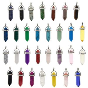 Pierre Naturelle Bullet Pendentifs Prisme Hexagonal Turquoise Agate Cristal Quartz Point Guérison Chakra Charme Pendentif pour DIY Fabrication de Bijoux