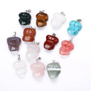 Natural Stone Chakra Reiki Healing Quartz Crystal Carve Frog Pendant Collier pour femmes hommes Jewelr