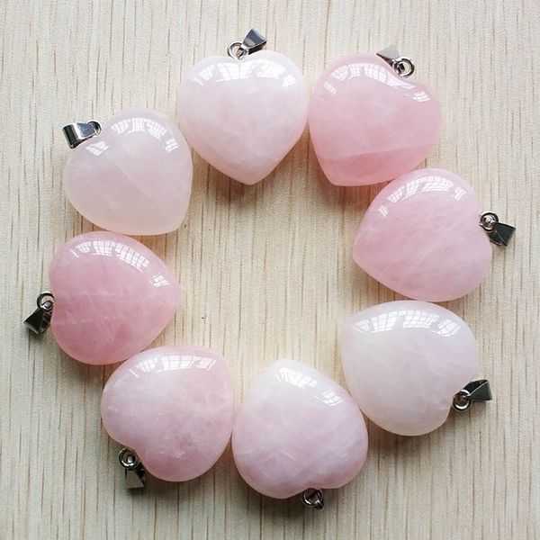 Breloques en pierre naturelle, 30MM, en forme de cœur, pendentifs en Quartz Rose, Chakras, pierre précieuse, adaptées à la fabrication de boucles d'oreilles et de colliers, assortiment