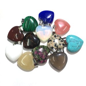 Natuursteen Charms Love Heart Shape Hanger Rose Quartz Healing Reiki Crystal Finding Voor DIY Kettingen Damesmode Sieraden