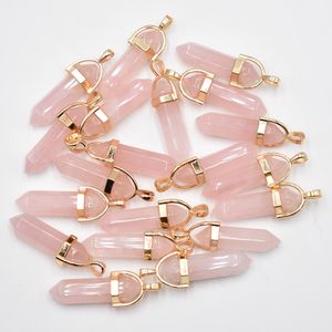 Natuursteen Charms Rose Quartz Amethist Opal Bullet Shape Charms Point Chakra Hangers voor Sieraden Ketting Oorbellen Maken