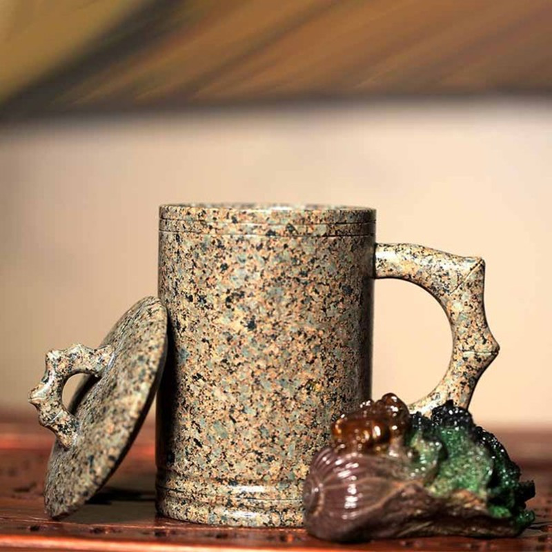 كوب القهوة الحجري الطبيعي منغوليا ميفان شاي كوب مخصصة لتكوين الشاي الإبداعي 400 مل