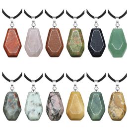 Natuursteenkistvorm Fortune Feng Shui hanger Quartz Agaat genezing kristal charmes ketting ketting sieraden