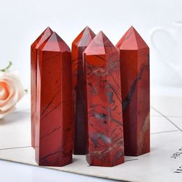 Pierre naturelle, pointe de cristal, jaspe rouge, obélisque de guérison, tour de baguette à Quartz, ornement pour la décoration de la maison, pyramide de pierre énergétique