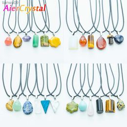 Colliers pendentifs en pierre naturelle, cristal de guérison, Quartz, fluorite, Lapis, améthyt, 50 couleurs au choix, bijoux mignons, cadeaux L230704