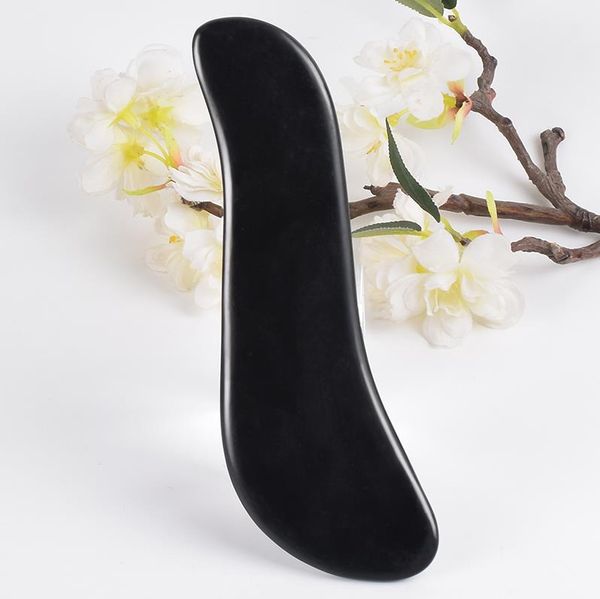 Piedra Natural cara Gua Sha masajeador belleza negro Bian Shi Guasha herramientas para masaje Facial corporal arrugas antienvejecimiento estiramiento de la piel