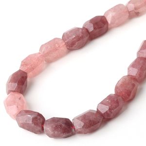 Pierre naturelle à facettes fraise Quartz ovale perles de gemme en cristal en vrac taille 10*20mm pour la fabrication de collier de Bracelet