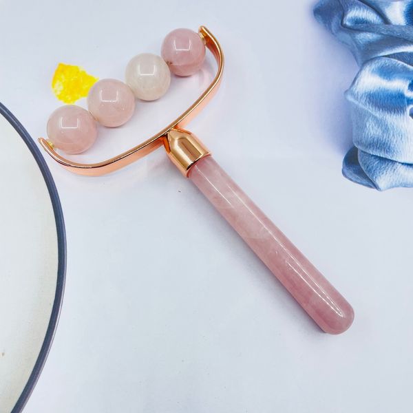 Rouleau de Massage du visage en pierre naturelle, baguette en Quartz Rose en cristal, soins de santé, masseur de tête et des yeux, outil de beauté détox pour le visage et le cou