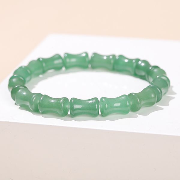 Pierre naturelle vert aventurine bambou tube bracelet jade bambou bracelet en gros bijoux de mode