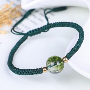 Natuursteengroene kristal gekraak kralen armband voor vrouwen mannen vintage handgemaakte weefselbanden sieraden